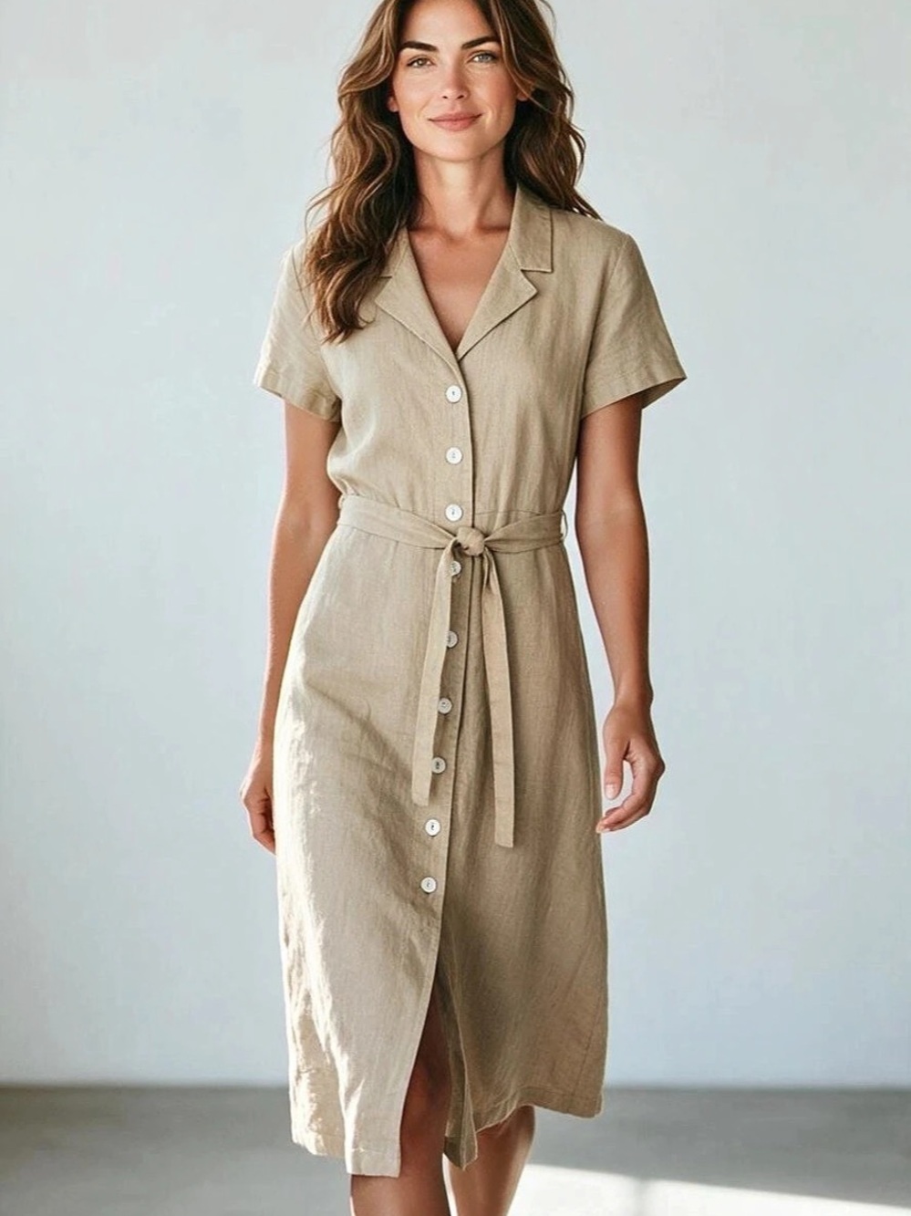 Quince 100% European Linen Shirt Dress Beige XS